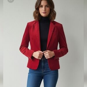 Talbots Red Velvet One Button Women's Blazer Size M